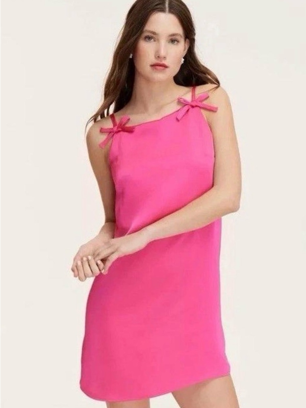 Kate spade X Target Hot Pink Bow-Shoulder Shift Slip Mini Dress size Large